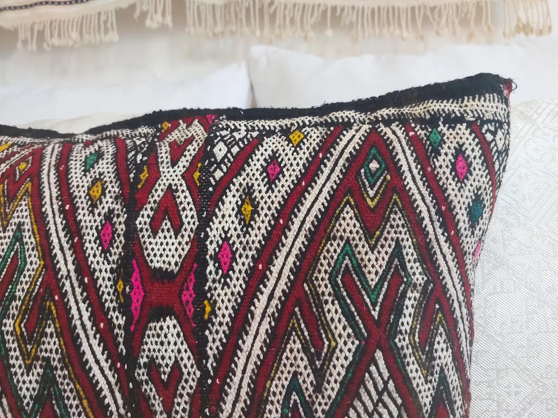 Vintage Berber Pillow | Authentic Vintage Moroccan Pillow, Handmade With Love, Amazigh Tribe Pillow Case MoroccanBazzArts