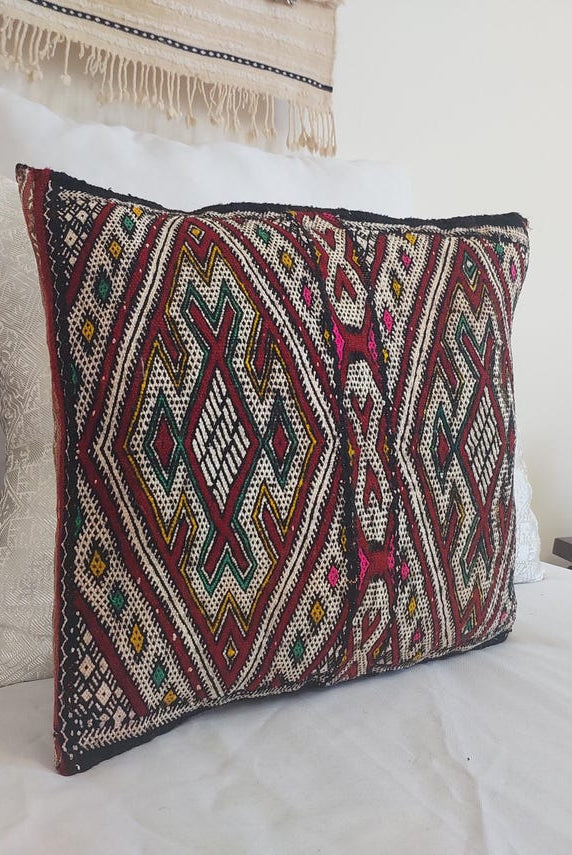 Vintage Berber Pillow | Authentic Vintage Moroccan Pillow, Handmade With Love, Amazigh Tribe Pillow Case MoroccanBazzArts
