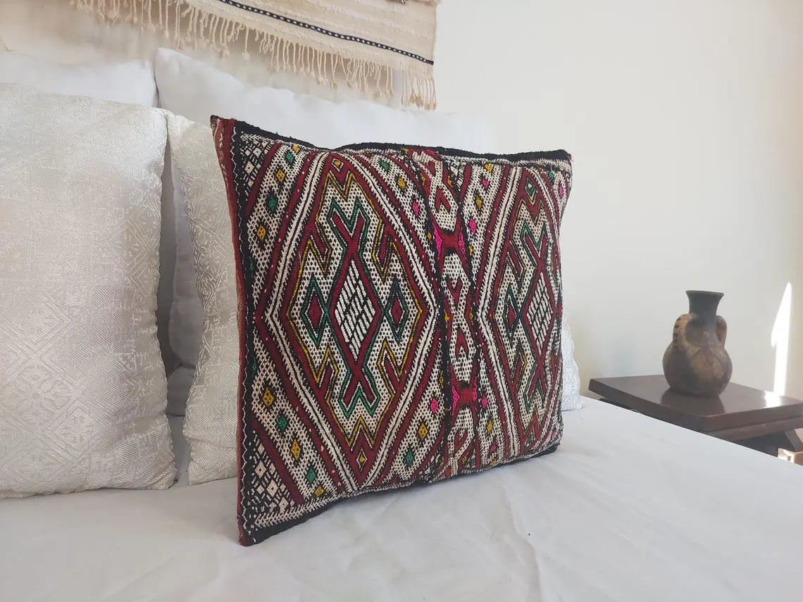 Vintage Berber Pillow | Authentic Vintage Moroccan Pillow, Handmade With Love, Amazigh Tribe Pillow Case MoroccanBazzArts