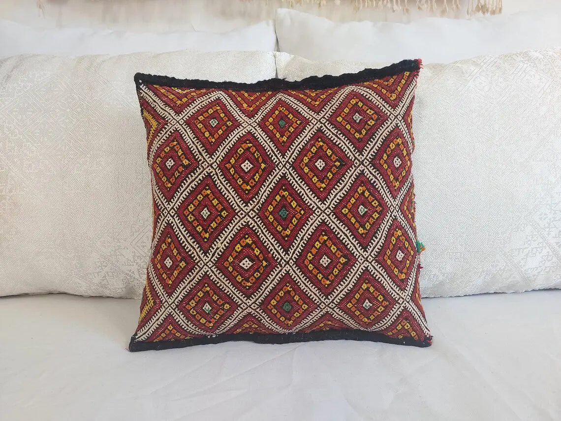 Vintage Berber Pillow Case, Tribal Moroccan Pillow, Authentic Double Side. MoroccanBazzArts