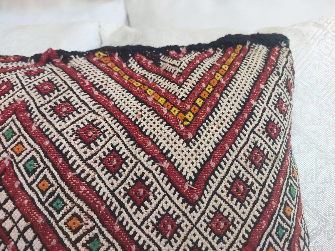 Vintage Berber Pillow Case, Tribal Moroccan Pillow, Authentic Double Side. MoroccanBazzArts