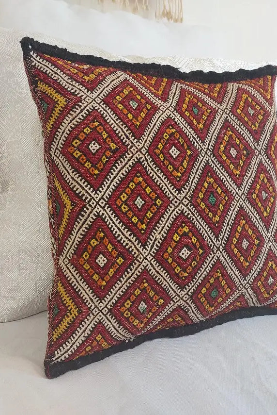 Vintage Berber Pillow Case, Tribal Moroccan Pillow, Authentic Double Side. MoroccanBazzArts
