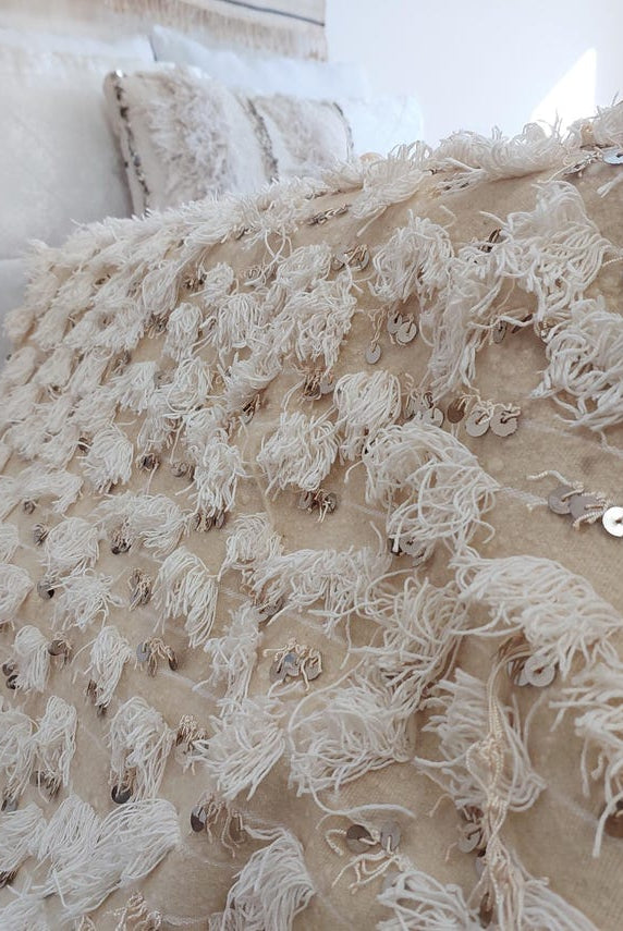 Vintage Moroccan Berber Handira Wedding Blanket Throw - Boho Bedding Decor for Living Room 138x260cm MoroccanBazzArts