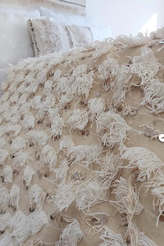 Vintage Moroccan Berber Handira Wedding Blanket Throw - Boho Bedding Decor for Living Room 138x260cm MoroccanBazzArts