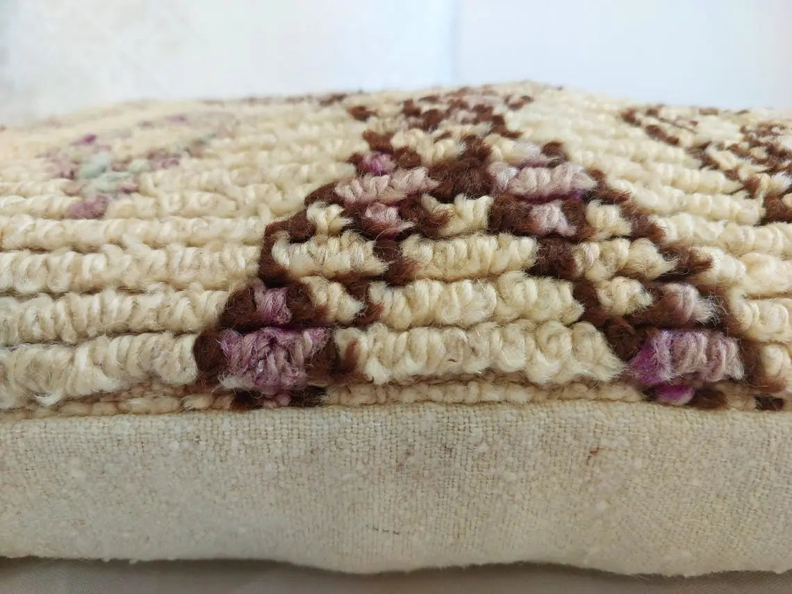 Beni Pillow, Made From Vintage Rug, Unique Berber Wool Cushion With Design, 16x24 MoroccanBazzArts