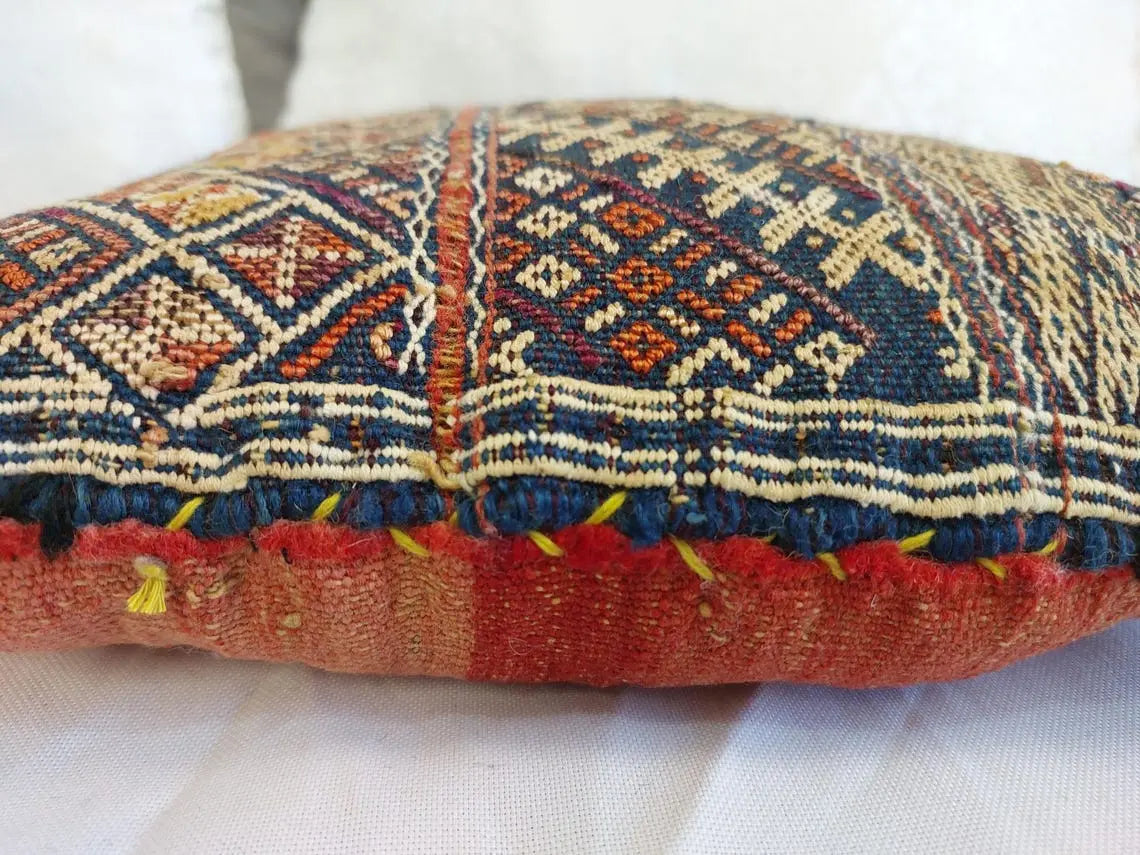Vintage Berber Pillow | Authentic Vintage Moroccan Pillow, Handmade With Love, Berber Pillow Case in Blue Indigo MoroccanBazzArts