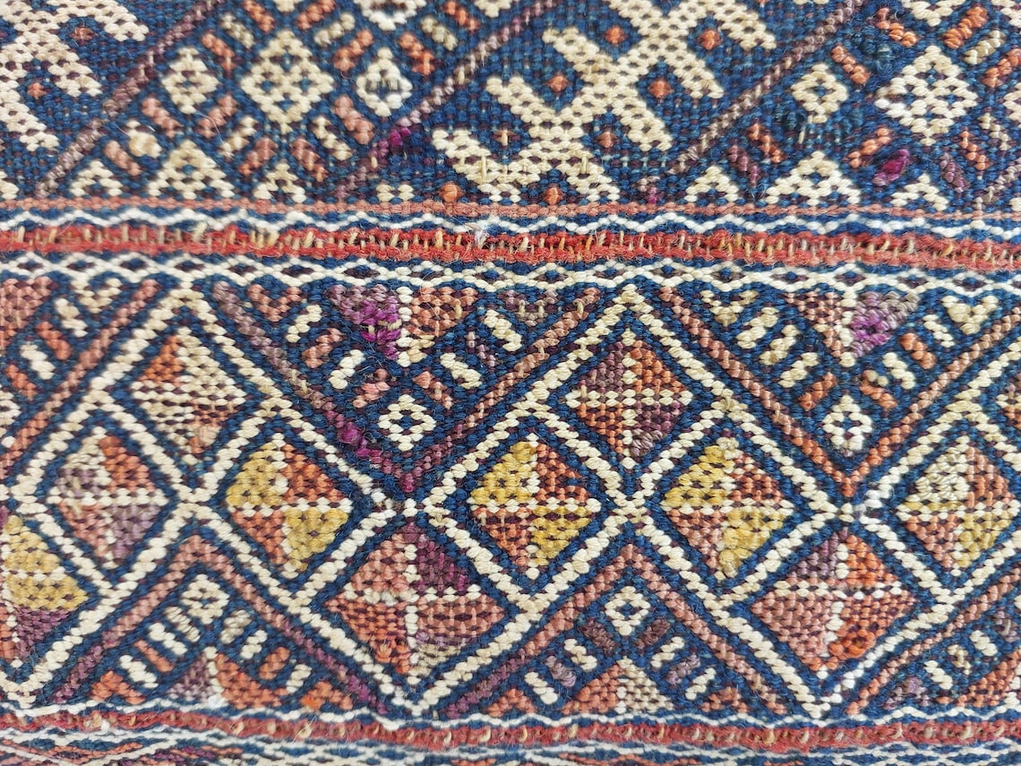 Vintage Berber Pillow | Authentic Vintage Moroccan Pillow, Handmade With Love, Berber Pillow Case in Blue Indigo MoroccanBazzArts