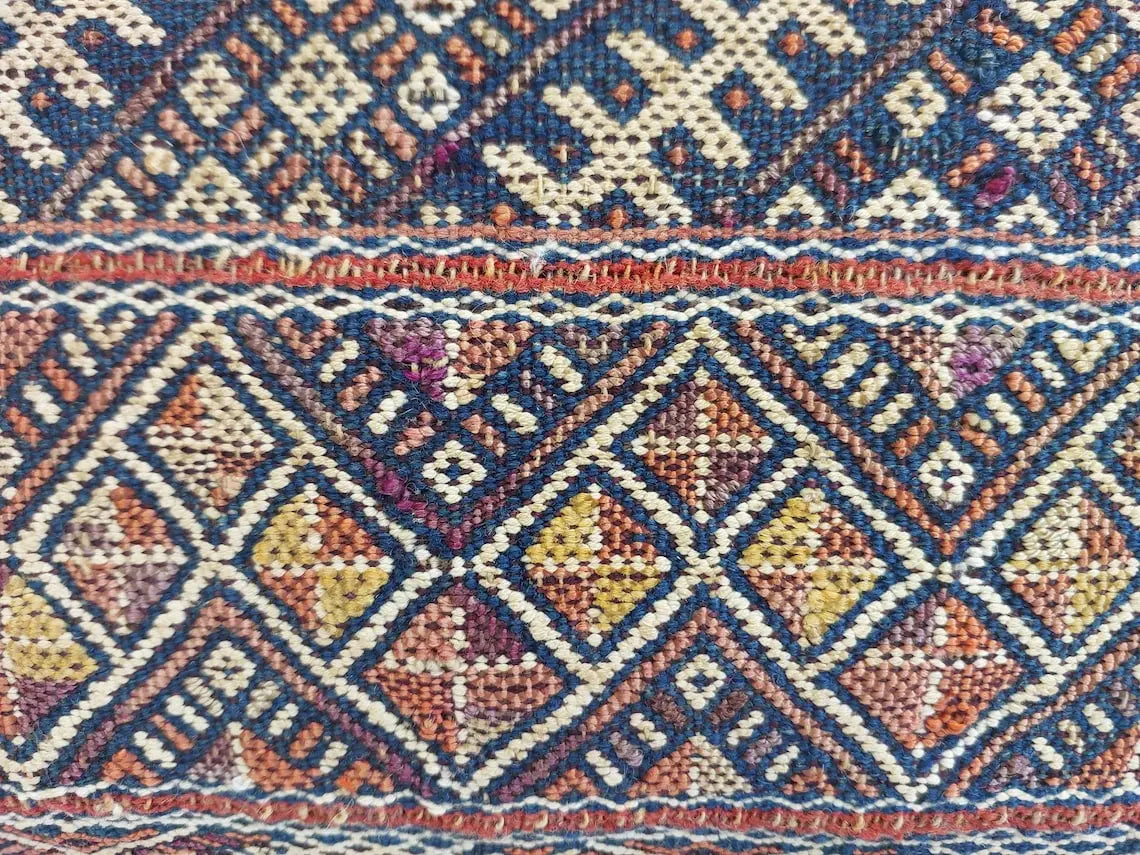 Vintage Berber Pillow | Authentic Vintage Moroccan Pillow, Handmade With Love, Berber Pillow Case in Blue Indigo MoroccanBazzArts