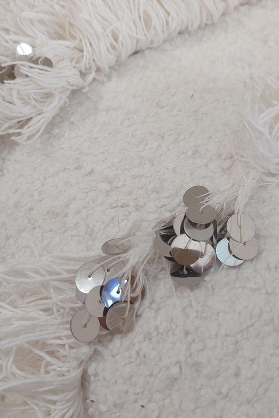 Authentic Vintage Moroccan Handira: White Wedding Blanket, Hand-Woven Berber Wool Throw Rug MoroccanBazzArts