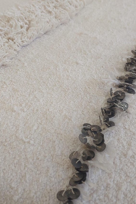 Authentic Vintage Moroccan Handira: White Wedding Blanket, Hand-Woven Berber Wool Throw Rug MoroccanBazzArts