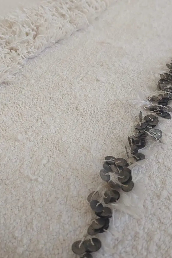Authentic Vintage Moroccan Handira: White Wedding Blanket, Hand-Woven Berber Wool Throw Rug MoroccanBazzArts