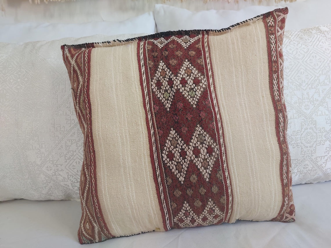 Vintage Berber Pillow | Authentic Vintage Moroccan Pillow, Handmade With Love, Amazigh Tribe Pillow Case MoroccanBazzArts