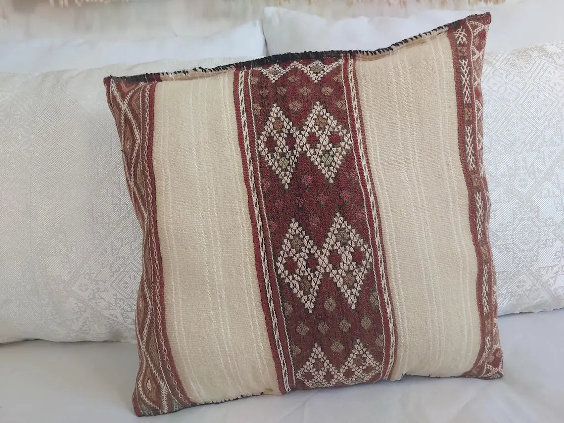 Vintage Berber Pillow | Authentic Vintage Moroccan Pillow, Handmade With Love, Amazigh Tribe Pillow Case MoroccanBazzArts