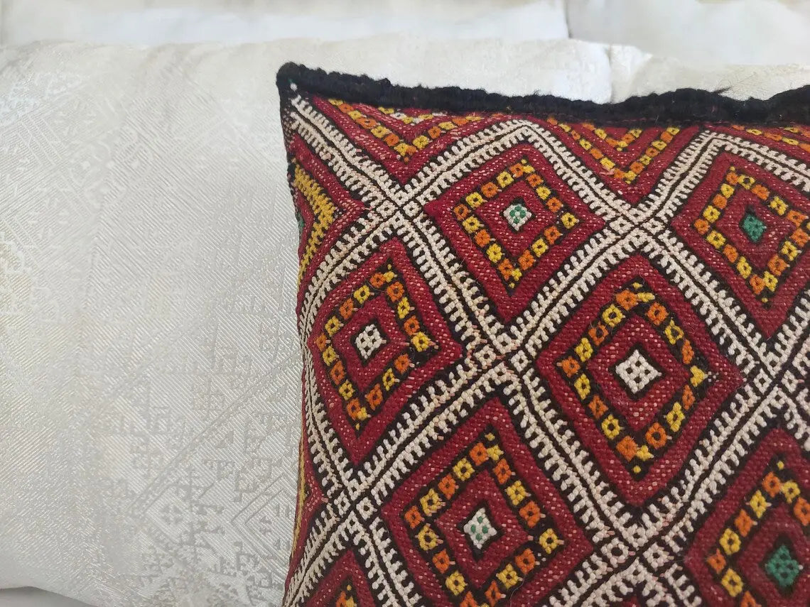 Vintage Berber Pillow Case, Tribal Moroccan Pillow, Authentic Double Side. MoroccanBazzArts