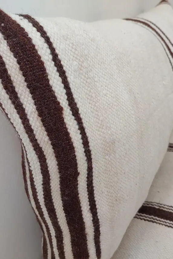 Handmade Moroccan Pouf Set: Vintage Berber Wool Flatweave Ottoman & Pillow, Bohemian Home Decor MoroccanBazzArts