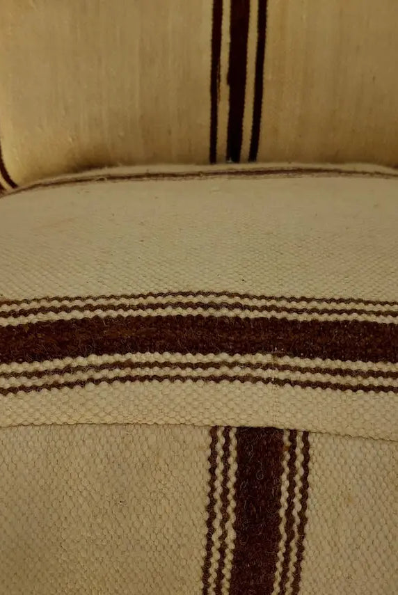 Vintage Berber Wool Moroccan Pouf Set With Pillow - Handmade Flatweave Ottoman Floor Cushions MoroccanBazzArts