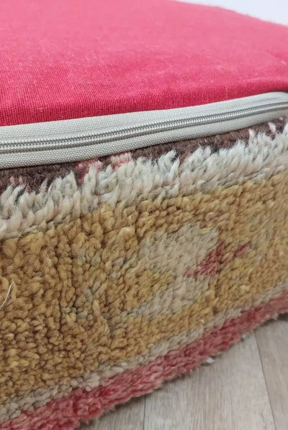 Handmade Moroccan Berber Wool Pouf: Colorful Vintage Floor Cushion Ottoman For Bohemian Home Decor MoroccanBazzArts