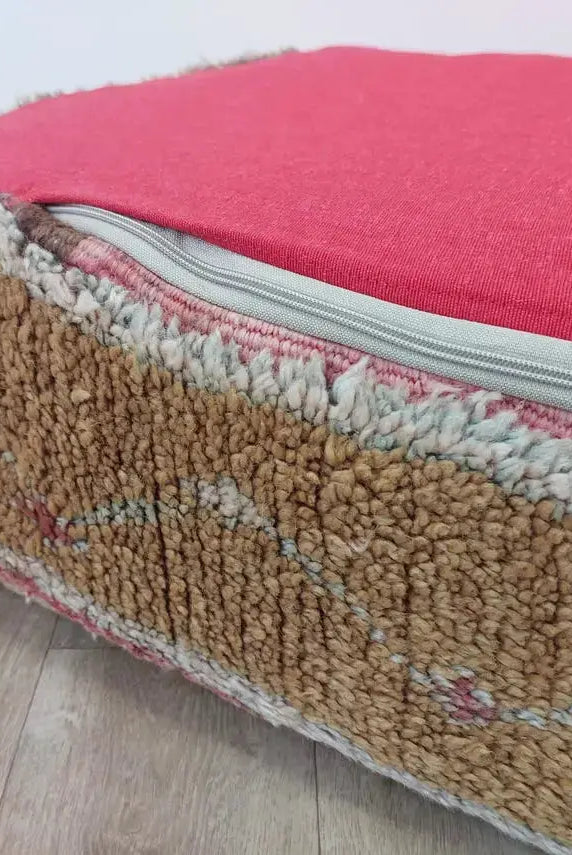 Handmade Moroccan Berber Wool Pouf: Colorful Vintage Floor Cushion Ottoman For Bohemian Home Decor MoroccanBazzArts