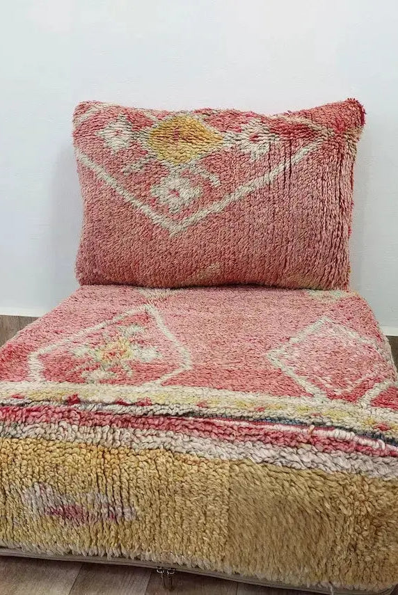Boujaad Pillow, Made From Vintage Rug, Unique Berber Wool Cushion With Tribal Patterns MoroccanBazzArts