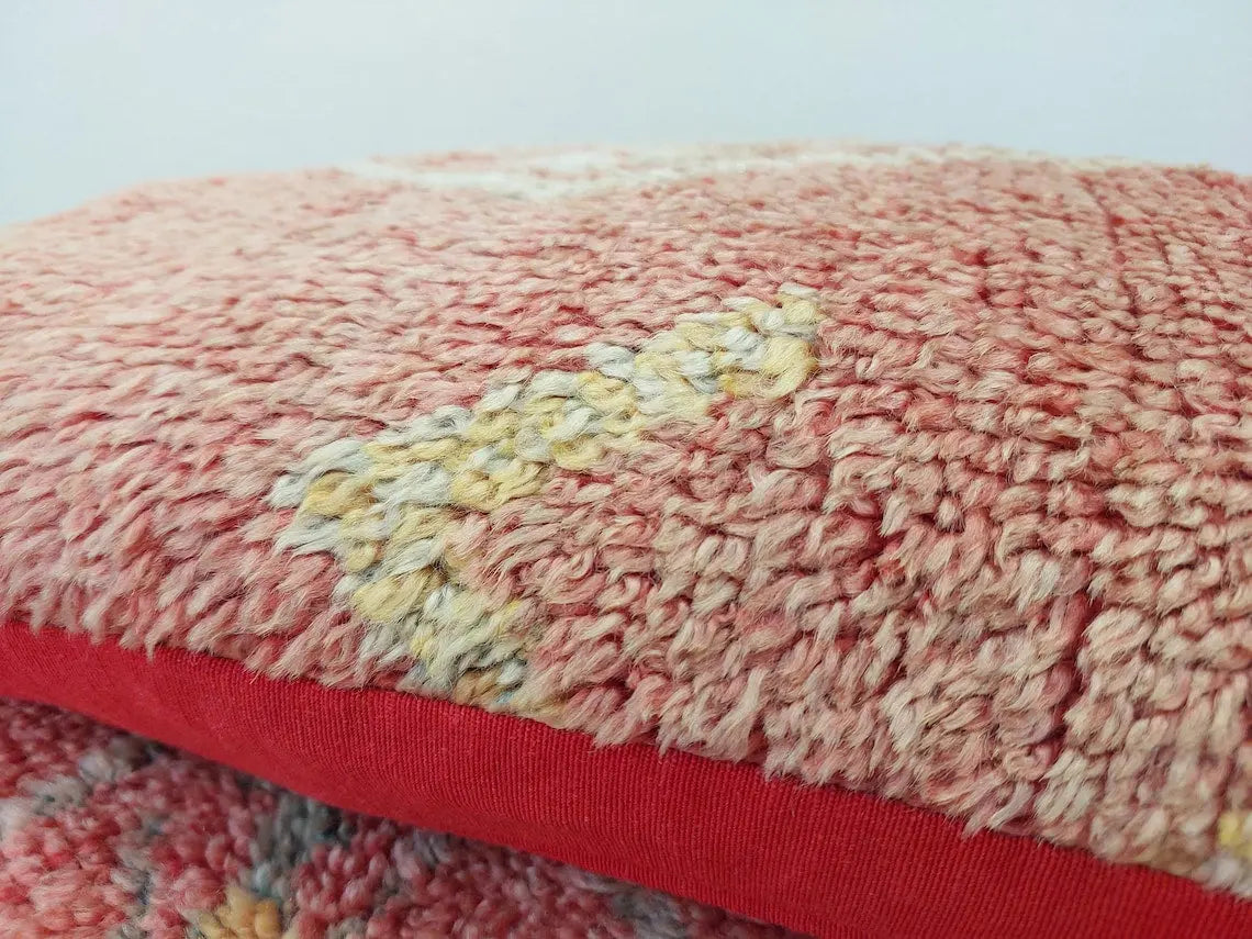 Boujaad Pillow, Made From Vintage Rug, Unique Berber Wool Cushion With Tribal Patterns MoroccanBazzArts