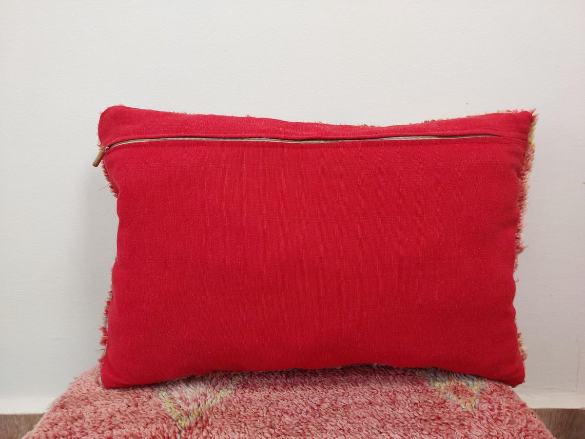 Boujaad Pillow, Made From Vintage Rug, Unique Berber Wool Cushion With Tribal Patterns MoroccanBazzArts