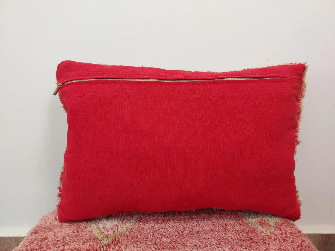 Boujaad Pillow, Made From Vintage Rug, Unique Berber Wool Cushion With Tribal Patterns MoroccanBazzArts