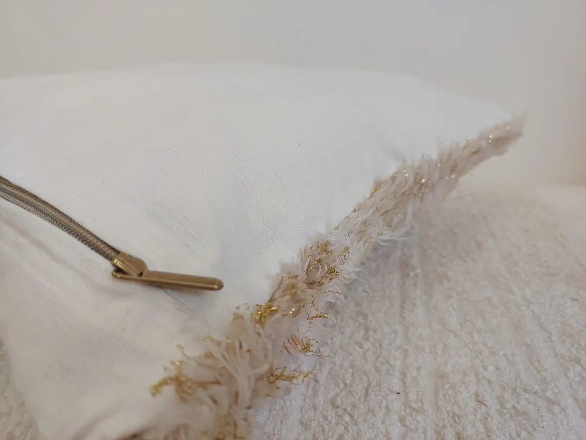 Handmade Moroccan Pink Berber Pillow Cover – 40x60 Cm | Vintage Wedding Blanket Cushion | Wool & Cotton With Sequins | Moroccanbazzarts MoroccanBazzArts