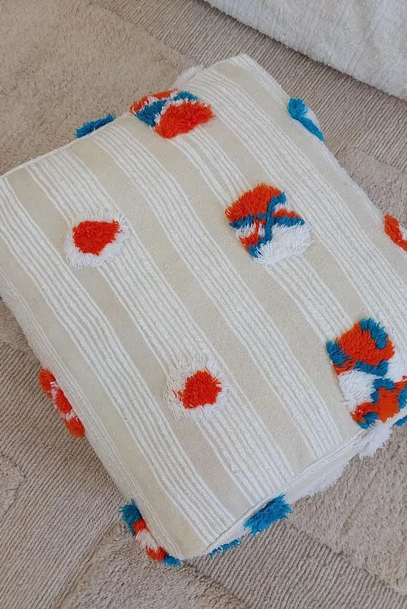 Handmade Moroccan Berber Blanket Pouf: Boho Chic Floor Ottoman, Unique Ethnic Home Decor, 70x60x20cm MoroccanBazzArts