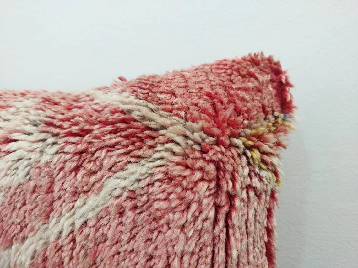 Boujaad Pillow, Made From Vintage Rug, Unique Berber Wool Cushion With Tribal Patterns MoroccanBazzArts
