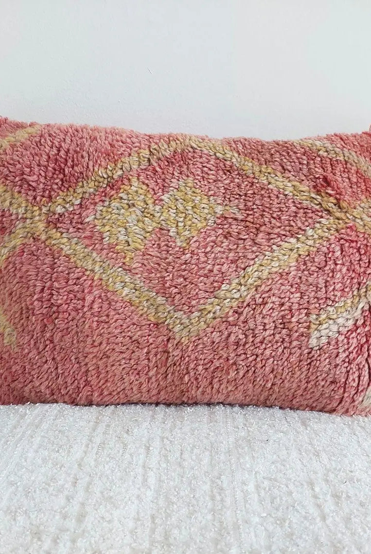 Boujaad Pillow, Made From Vintage Rug, Unique Berber Wool Cushion With Tribal Patterns MoroccanBazzArts