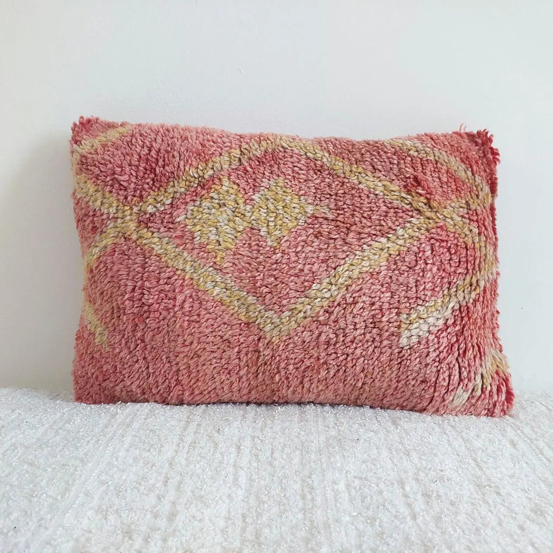 Boujaad Pillow, Made From Vintage Rug, Unique Berber Wool Cushion With Tribal Patterns MoroccanBazzArts
