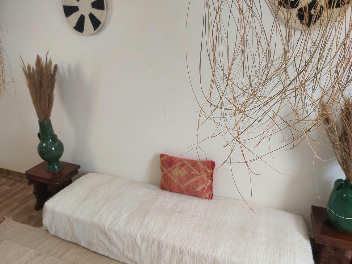Boujaad Pillow, Made From Vintage Rug, Unique Berber Wool Cushion With Tribal Patterns MoroccanBazzArts