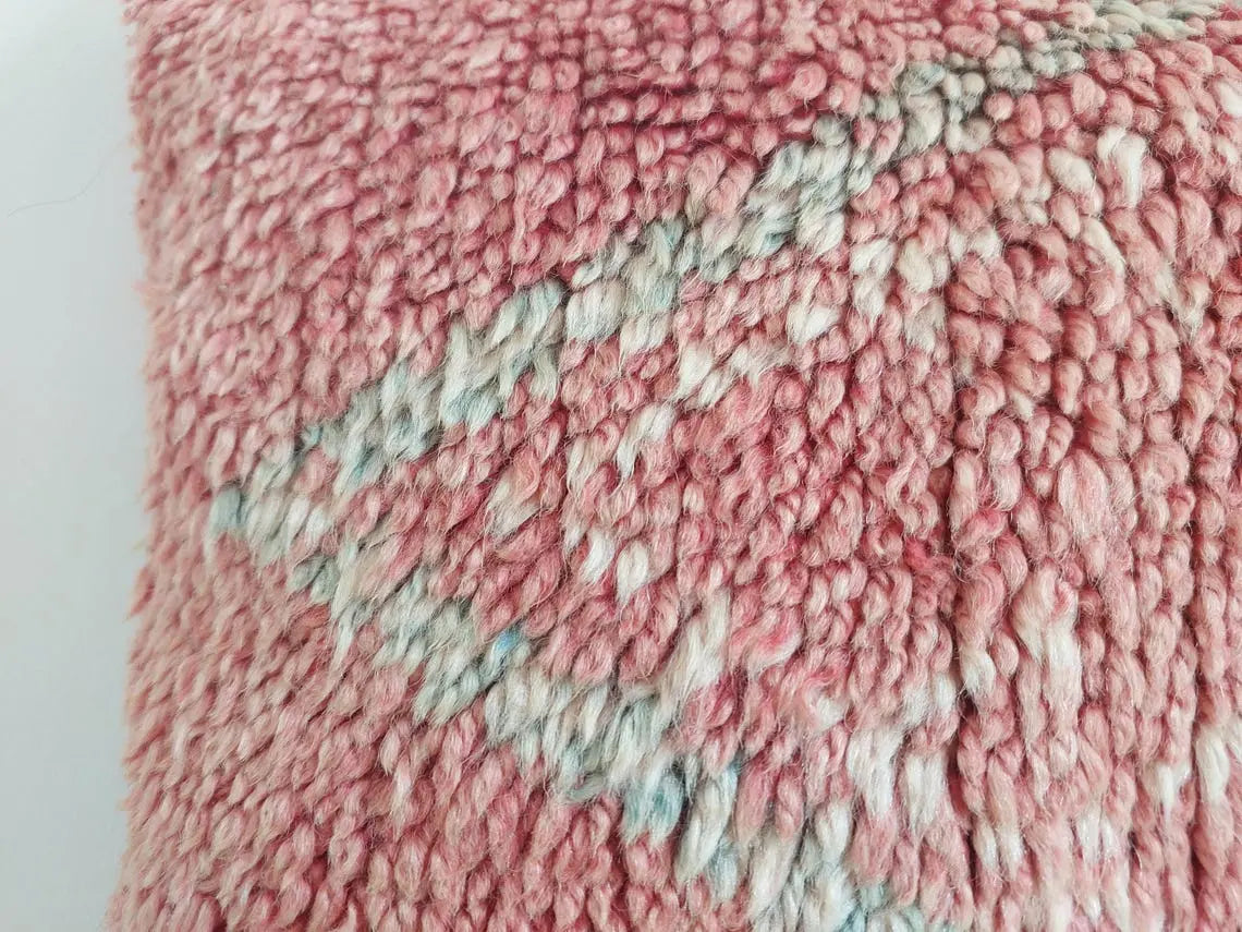 Boujaad Pillow, Made From Vintage Rug, Unique Berber Wool Cushion With Tribal Patterns MoroccanBazzArts