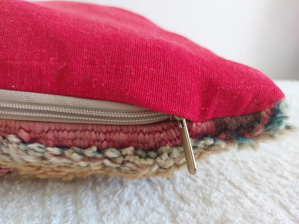 Boujaad Pillow, Made From Vintage Rug, Unique Berber Wool Cushion With Tribal Patterns MoroccanBazzArts