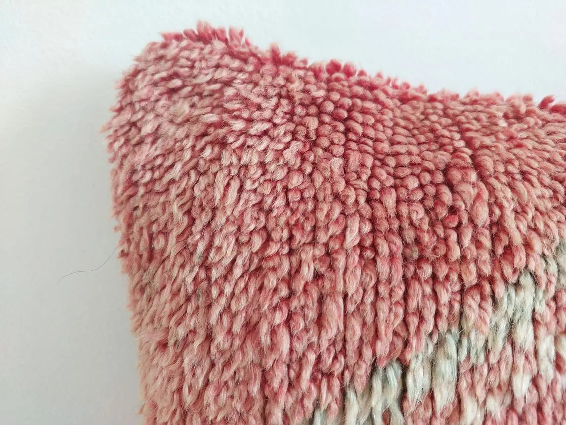 Boujaad Pillow, Made From Vintage Rug, Unique Berber Wool Cushion With Tribal Patterns MoroccanBazzArts