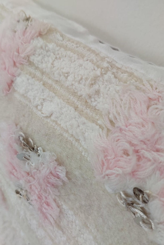 Handmade Moroccan Pink Berber Pillow Cover – 40x60 Cm | Vintage Wedding Blanket Cushion | Wool & Cotton With Sequins | Moroccanbazzarts MoroccanBazzArts