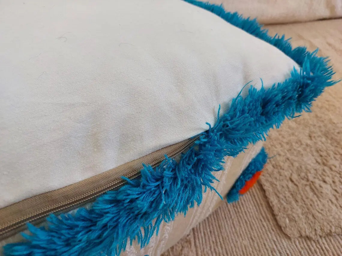 Authentic Moroccan Floor Pouf: Handmade Berber Blanket Ottoman For Boho Chic Home Decor (60x60x33cm) MoroccanBazzArts