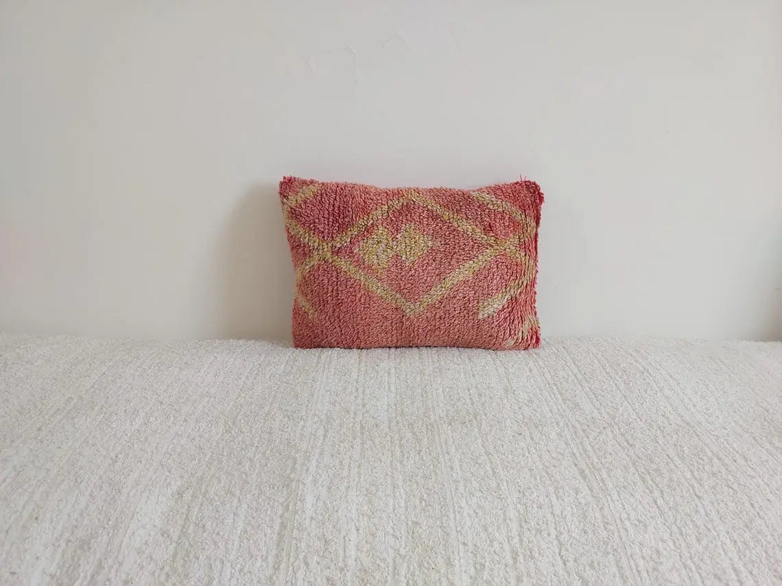 Boujaad Pillow, Made From Vintage Rug, Unique Berber Wool Cushion With Tribal Patterns MoroccanBazzArts