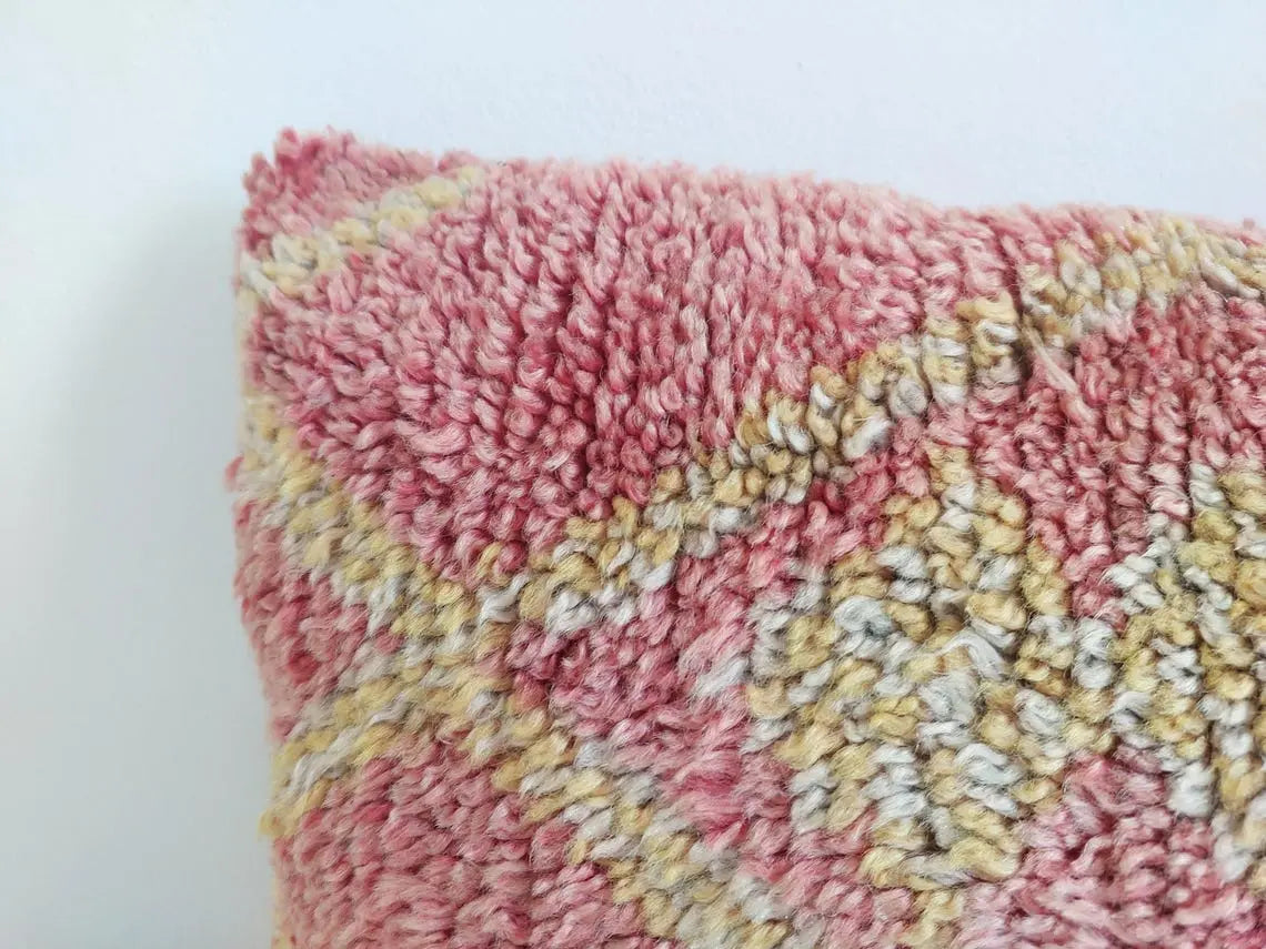 Boujaad Pillow, Made From Vintage Rug, Unique Berber Wool Cushion With Tribal Patterns MoroccanBazzArts