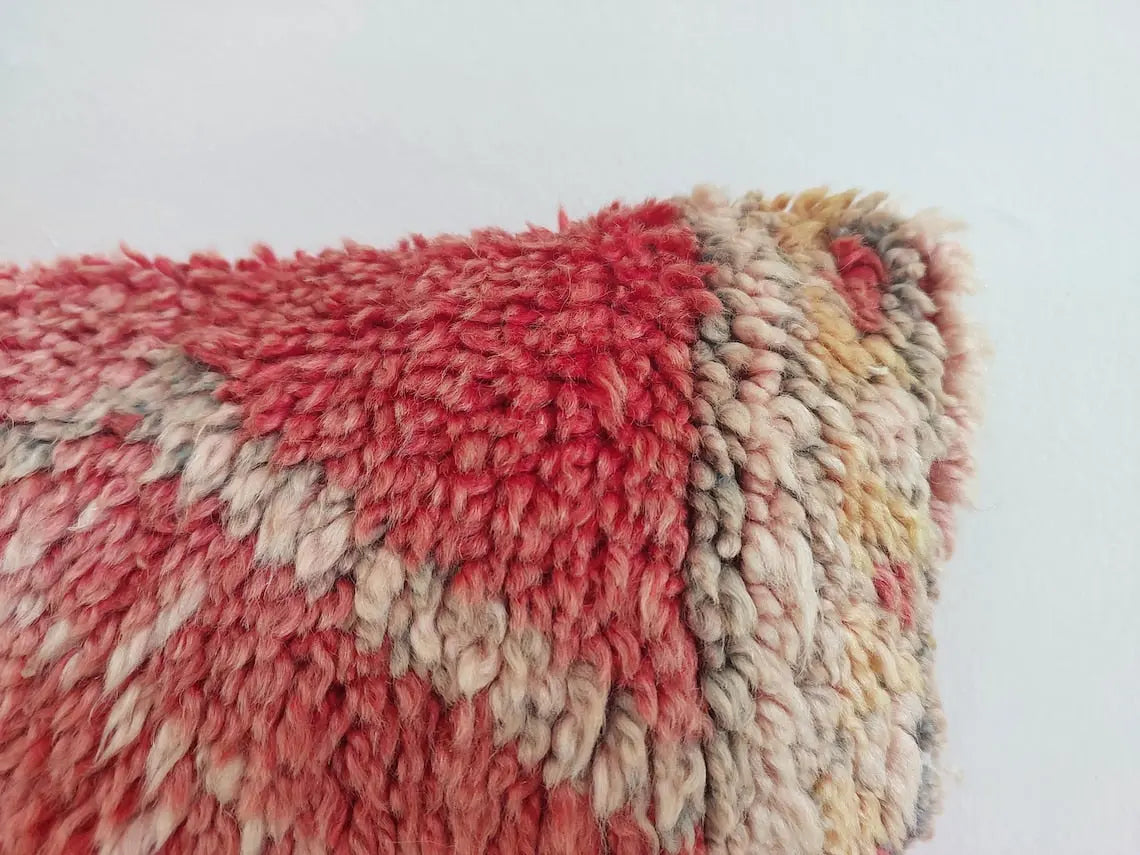 Boujaad Pillow, Made From Vintage Rug, Unique Berber Wool Cushion With Tribal Patterns MoroccanBazzArts