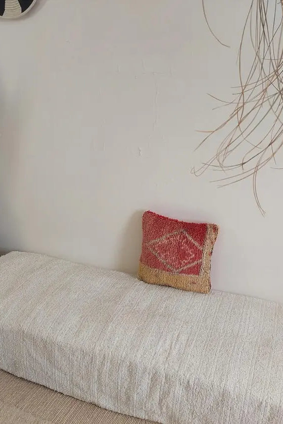 Boujaad Pillow, Made From Vintage Rug, Unique Berber Wool Cushion With Tribal Patterns MoroccanBazzArts