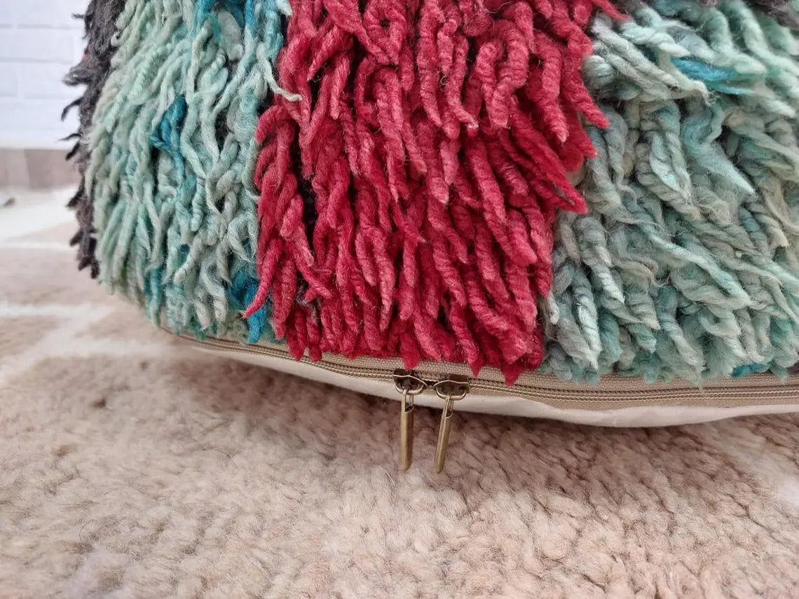 Vintage Berber Rug Ottoman Pouf: Handmade Moroccan Floor Cushion With Checkered Pattern MoroccanBazzArts