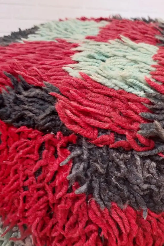 Vintage Berber Rug Ottoman Pouf: Handmade Moroccan Floor Cushion With Checkered Pattern MoroccanBazzArts