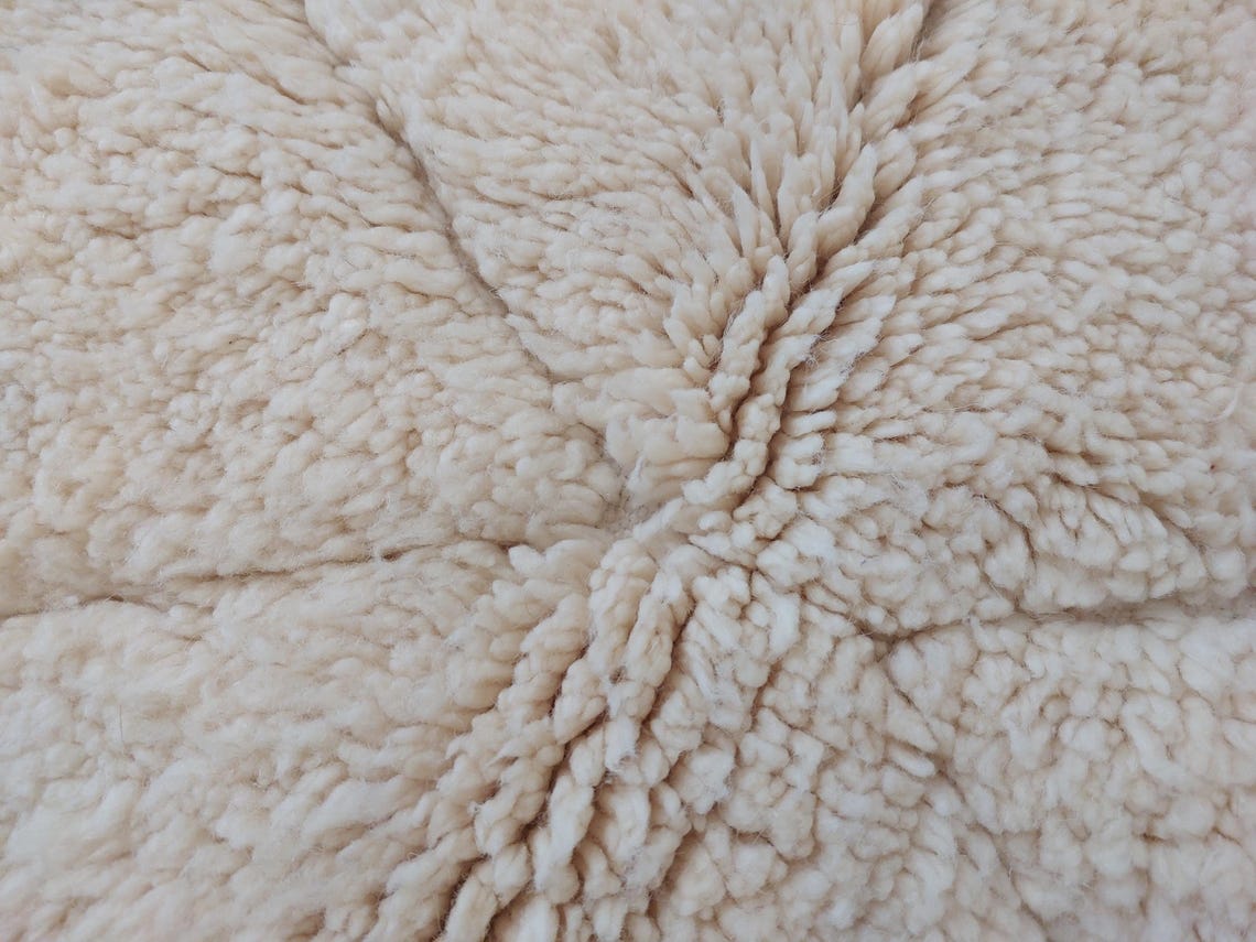 Authentic Moroccan Berber Beni Ourain Handwoven Wool Area Rug - Neutral Berber Rug - Contemporary Living Room Decor 4.11x7.4 Ft MoroccanBazzArts