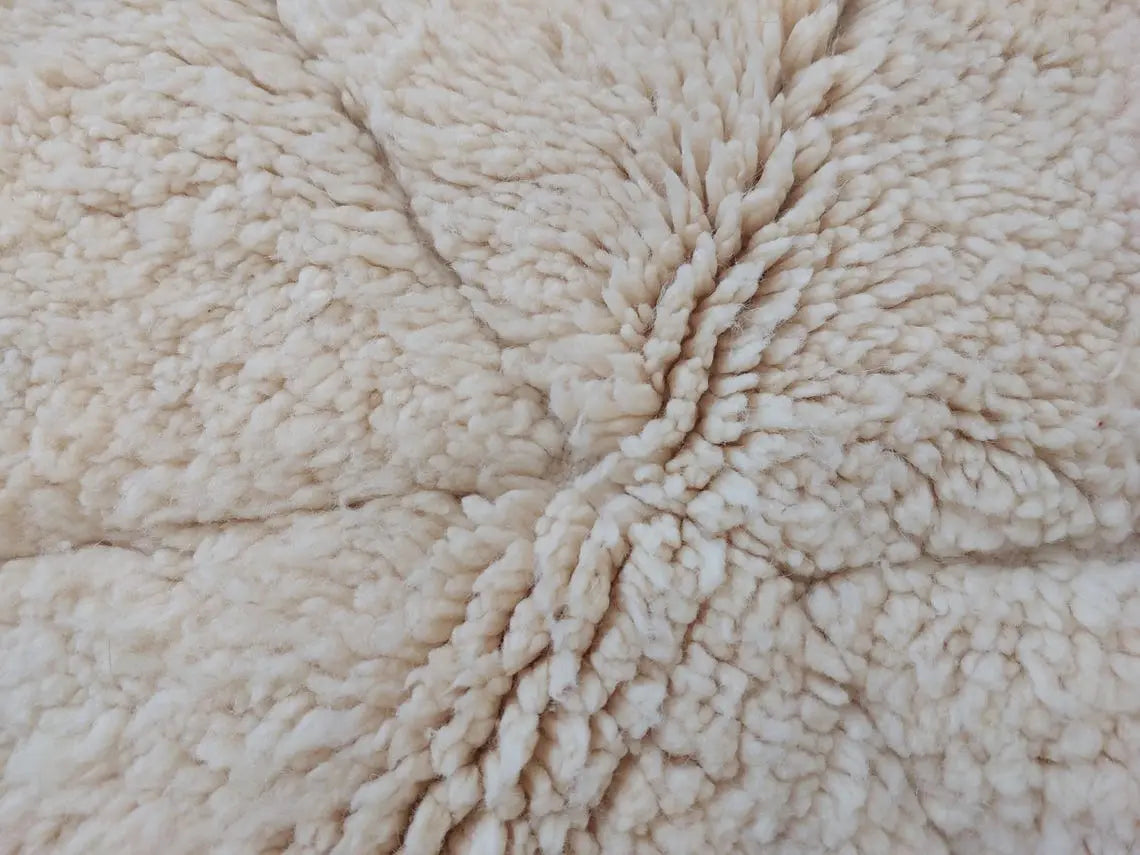 Authentic Moroccan Berber Beni Ourain Handwoven Wool Area Rug - Neutral Berber Rug - Contemporary Living Room Decor 4.11x7.4 Ft MoroccanBazzArts