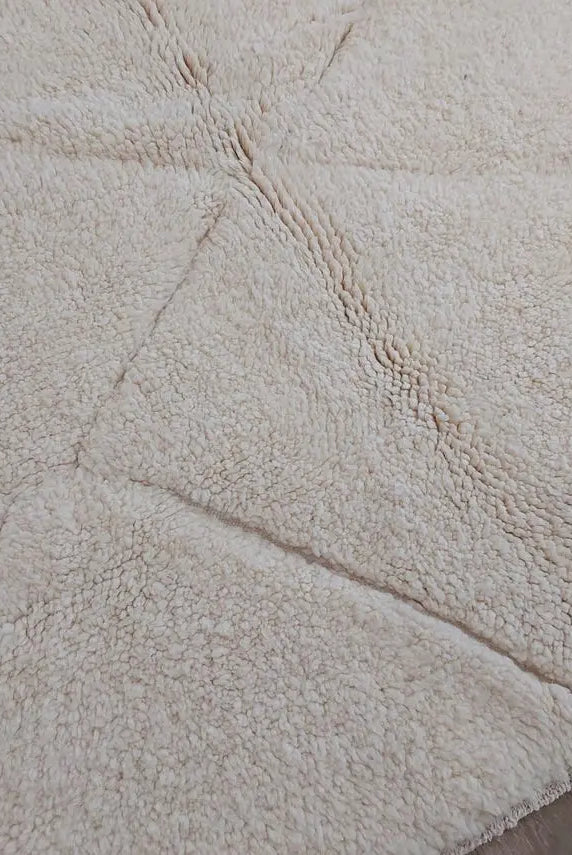 Authentic Moroccan Berber Beni Ourain Handwoven Wool Area Rug - Neutral Berber Rug - Contemporary Living Room Decor 4.11x7.4 Ft MoroccanBazzArts
