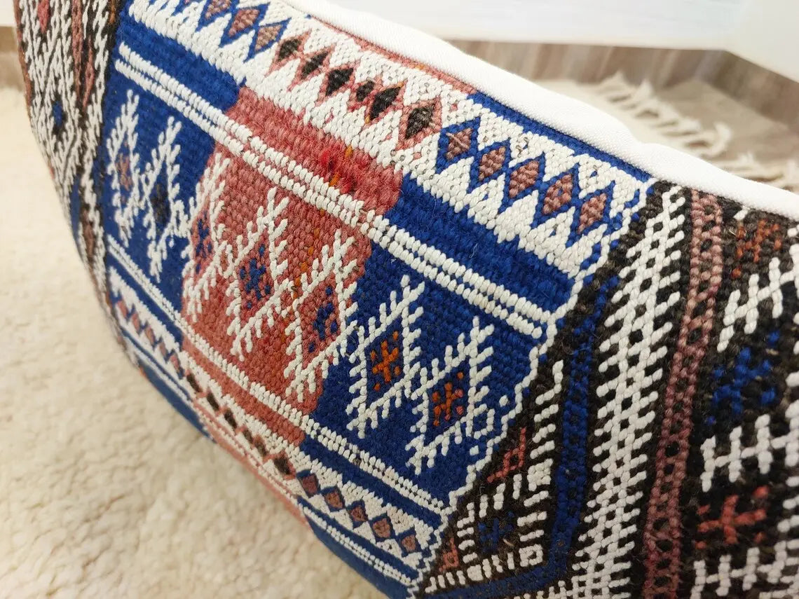Moroccan Kilim Pillow Cover, Berber Blue Kilim Pillow, Moroccan Pillow, Handmade Wool Pillow, Decorative Pillow Case. MoroccanBazzArts