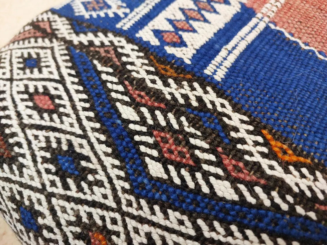 Moroccan Kilim Pillow Cover, Berber Blue Kilim Pillow, Moroccan Pillow, Handmade Wool Pillow, Decorative Pillow Case. MoroccanBazzArts