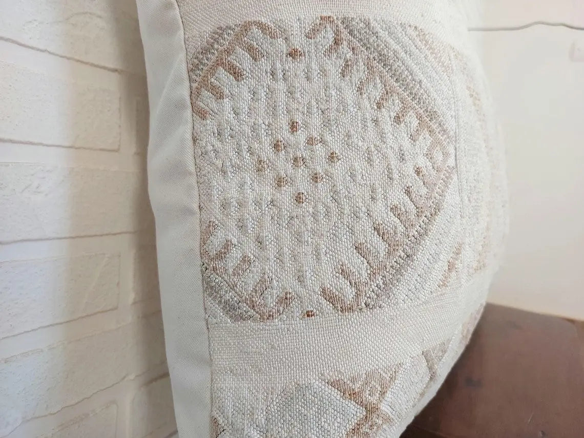 Handmade Moroccan Lumbar Cactus Silk Pillow Cover - Decorative Sabra Cushion for Home Decor (19x35in) MoroccanBazzArts