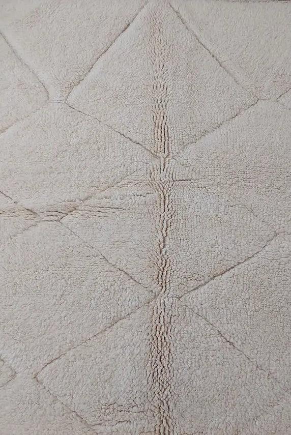 Authentic Moroccan Berber Beni Ourain Handwoven Wool Area Rug - Neutral Berber Rug - Contemporary Living Room Decor 4.11x7.4 Ft MoroccanBazzArts